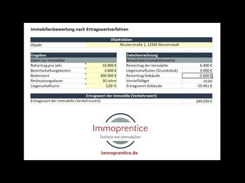 Immoprentice Ertragswert Excel - Berechne den Wert deiner Immobilie nach dem Ertragswertverfahren