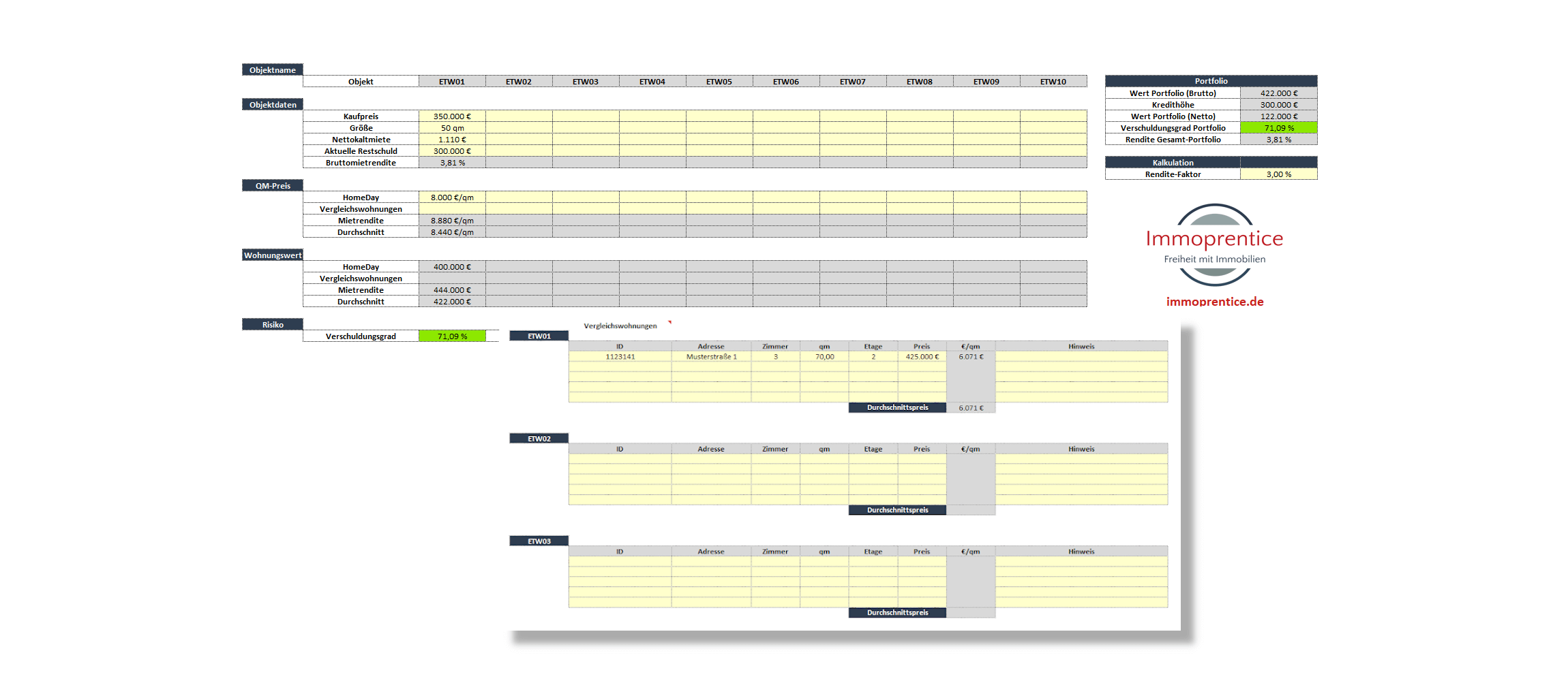 Screenshot: Portfolio-Excel Lite