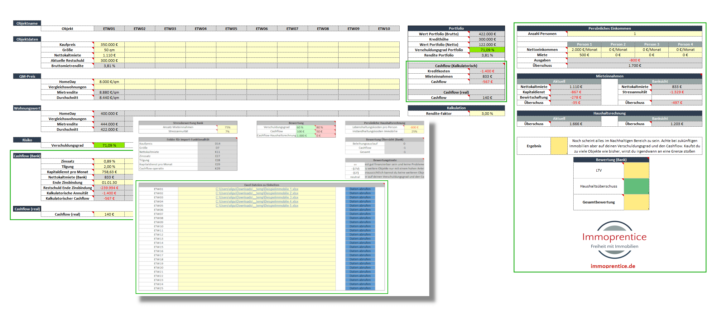 Screenshot: Portfolio-Excel Premium